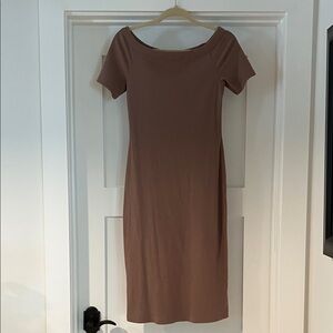 Elegant Brown Short Sleeve Dress